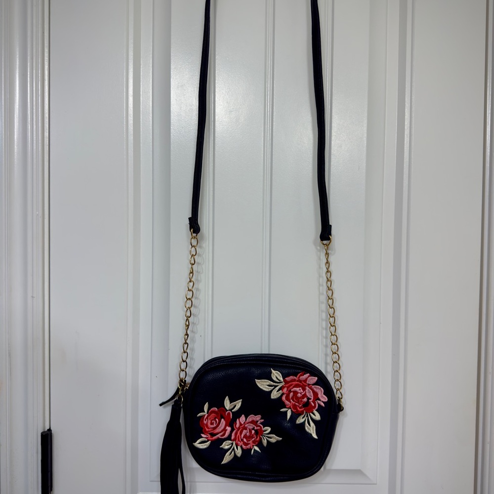 Floral Embroidered Crossbody Bag